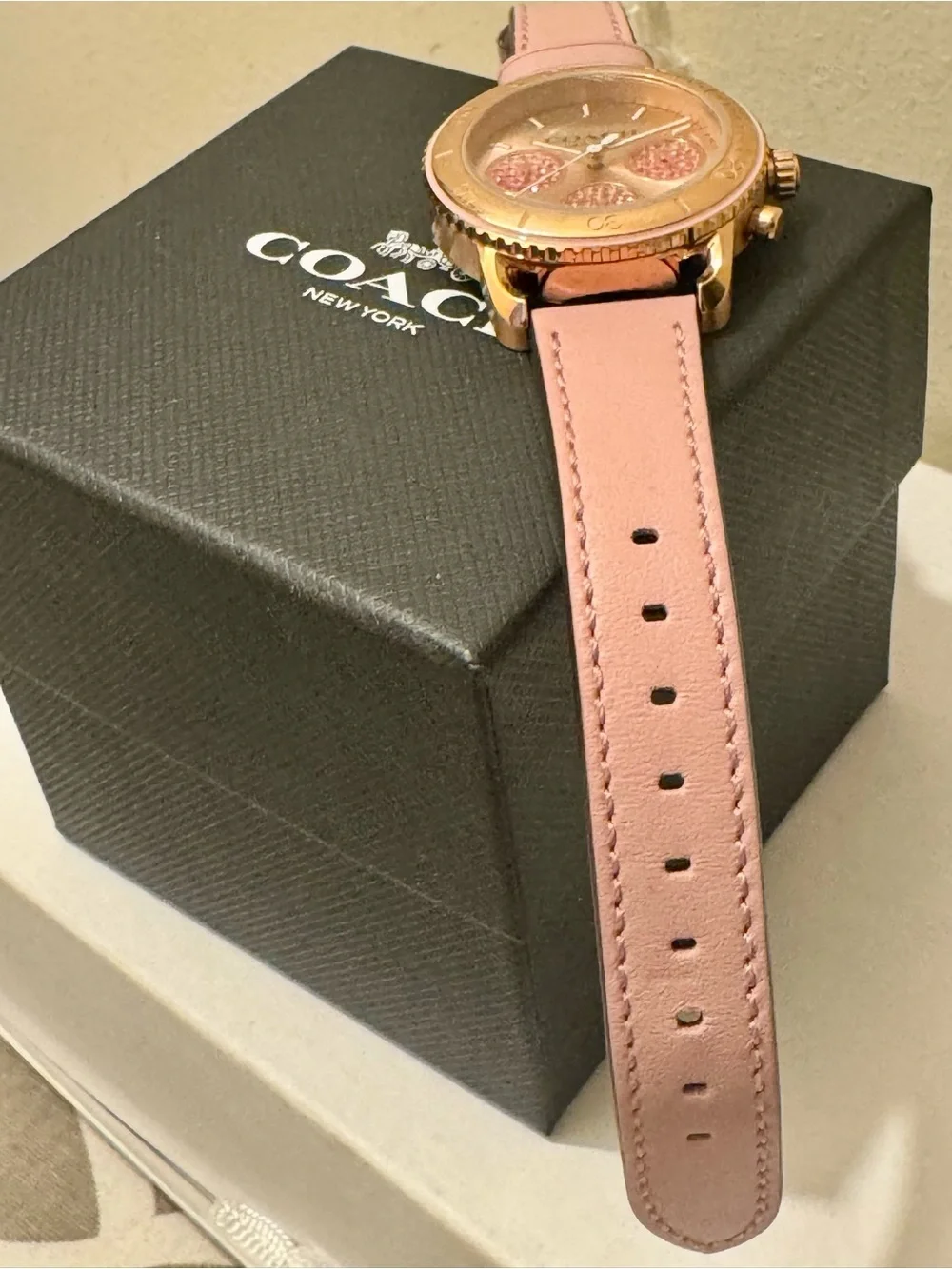 NWT COACH Women's Cruiser Blush Pink Leather Chronograph Watch 14504123